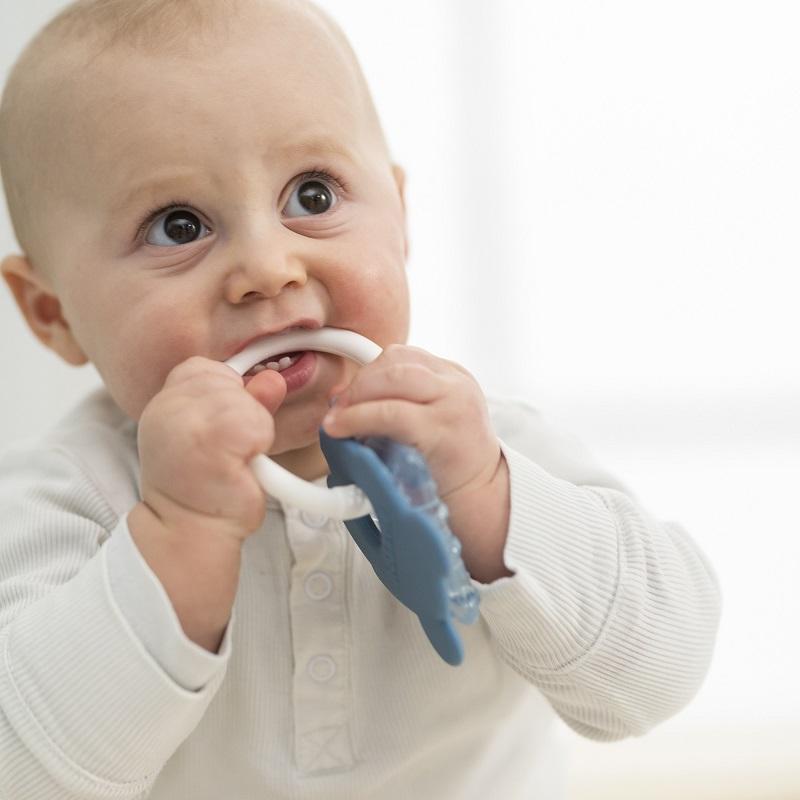 NATTOU Anneau De Dentition En Silicone Avec Partie Réfrigérante Souris Bleue Sans BPA