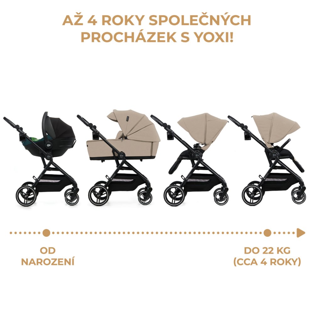 KINDERKRAFT SELECT Kočárek Kombinovaný Yoxi 2v1 Sand Beige