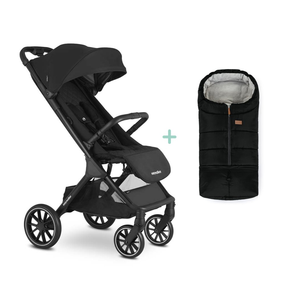 EASYWALKER Sportkinderwagen Jackey XL Shadow Black + PETITE&MARS Tasche Jibot GRATIS