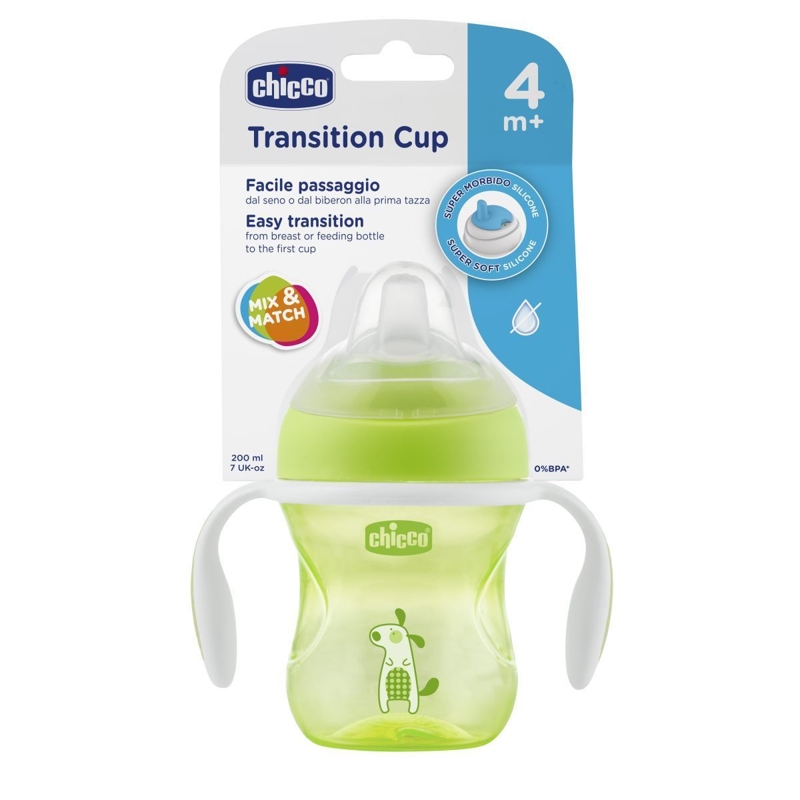 CHICCO Lernbecher Transition Mit Henkel 200 Ml Grün 4m+