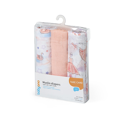 BABYONO Pannolini in garza Super Soft 3 pz - Pesca, 70x70 cm - immagine 3