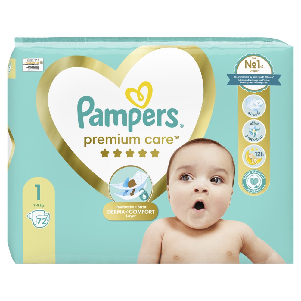 PAMPERS Premium Care Pleny Jednorázové 1 (2-5 Kg) 72 Ks