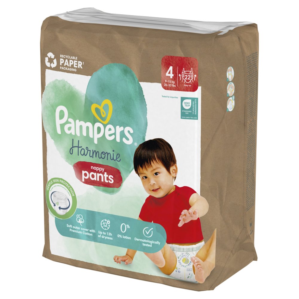 PAMPERS Luierslipje Harmony Baby Maat 4, 22 Stuks, 9kg-15kg