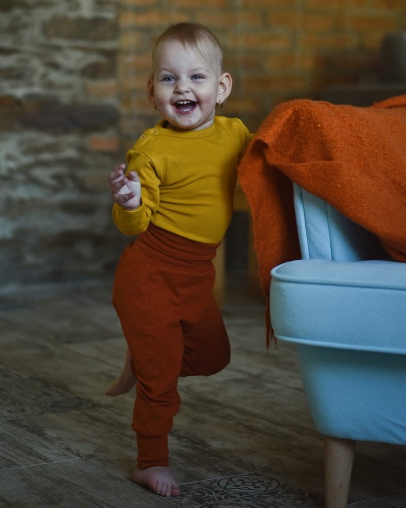 Body à manches longues pour enfants, moutarde 62 – Image 3