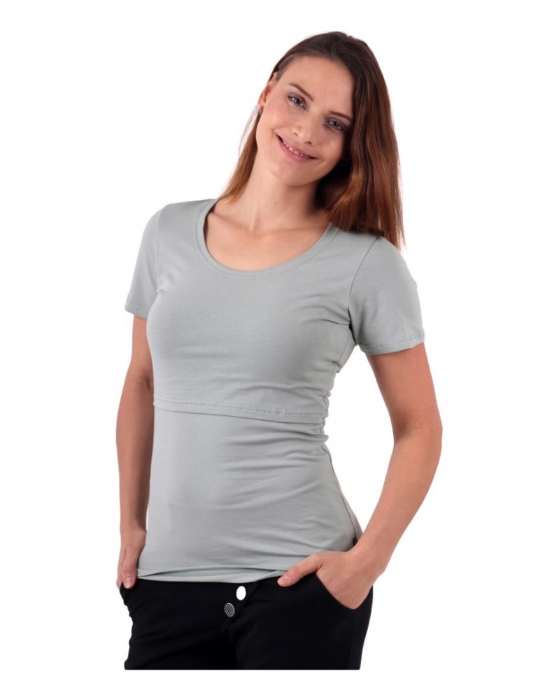 T-shirt d'allaitement Kateřina, manches courtes, olive clair L/XL – Image 4
