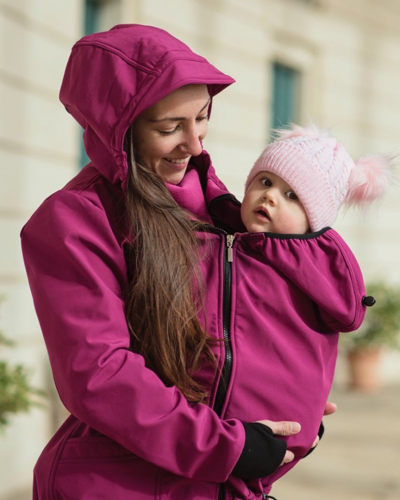 Veste de portage en softshell Andrea + empiècement en tissu, fuchsia L