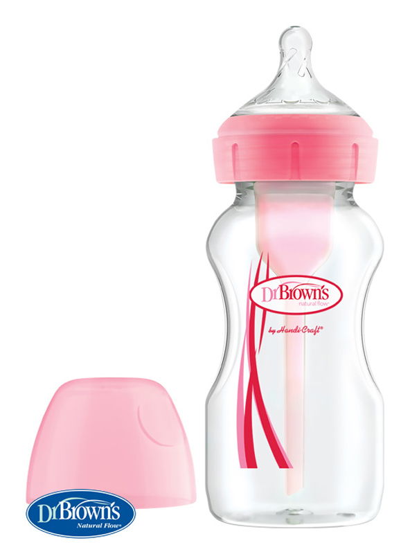 DR.BROWN'S Biberon Anticolica Options+ collo largo 270 ml plastica, rosa