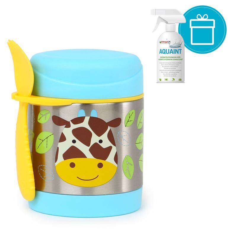 SKIP HOP Zoo Termos per alimenti con cucchiaio/forchetta Giraffa 325 ml, 3+ + AQUAINT 500 ml