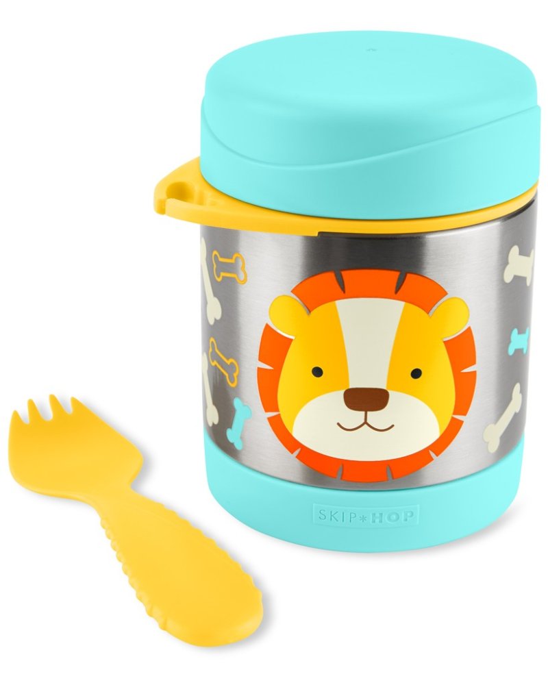 SKIP HOP Zoo Termos per alimenti con cucchiaio/forchetta Leone 325 ml, 3a+ - immagine 3