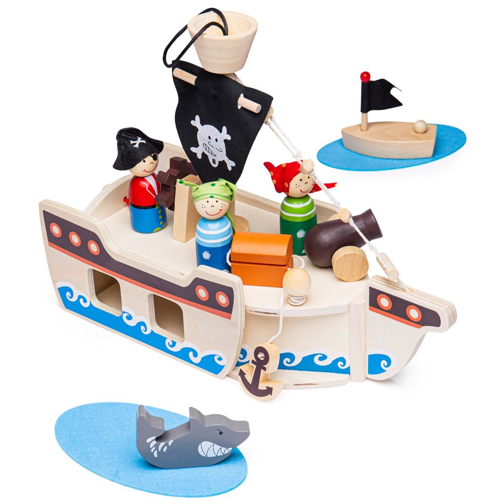 Bigjigs Toys Statek piracki z piratami