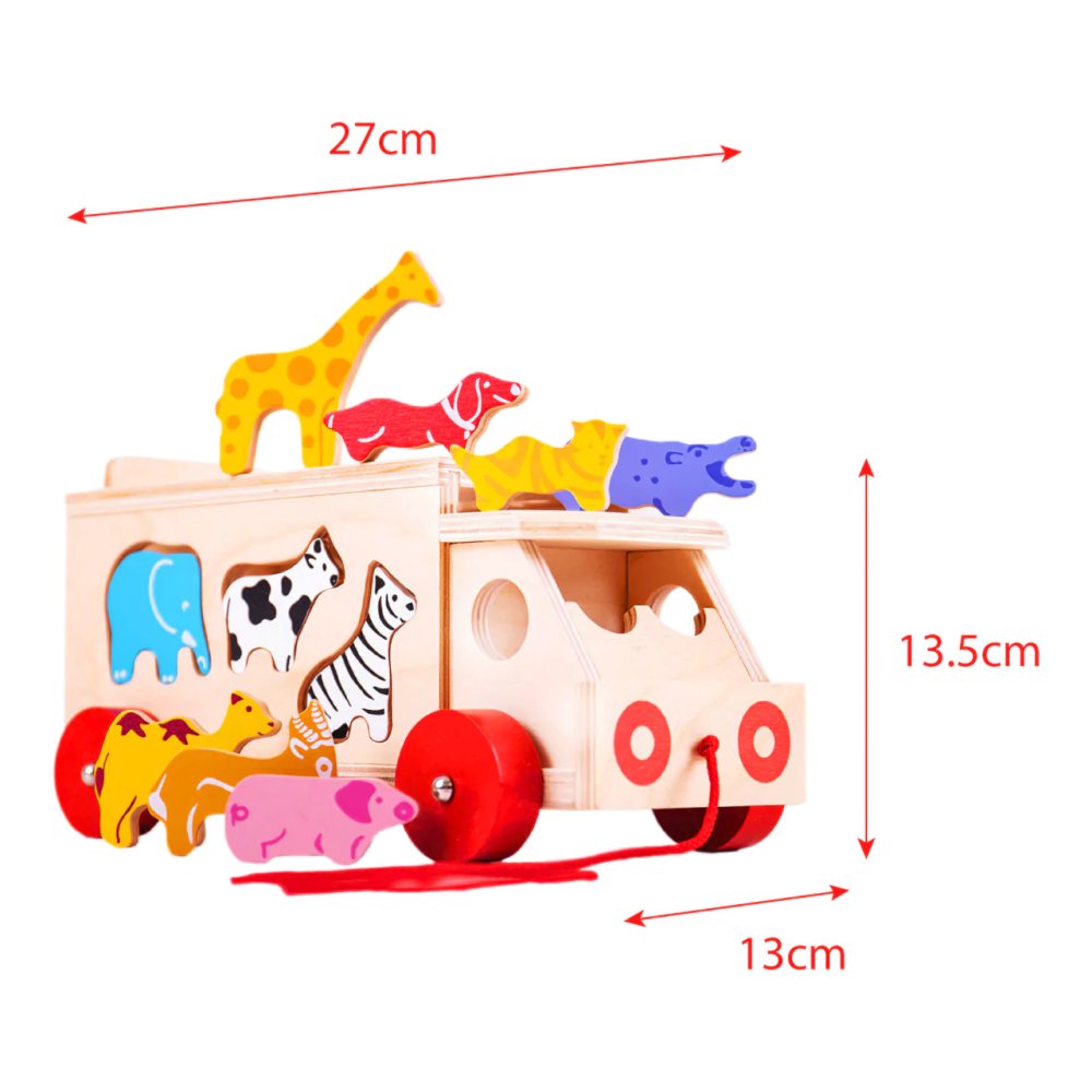 Bigjigs Toys Drewniany samochód ze zwierzątkami - obrazek 4