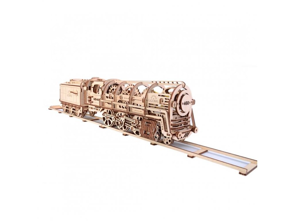 Ugears Puzle mecánico de madera 3D Locomotora de vapor 4-6-0 con ténder
