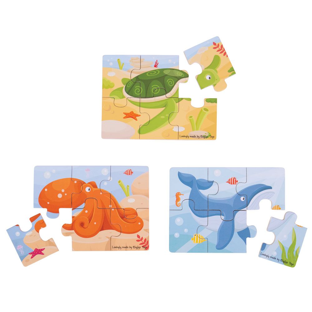 Bigjigs Toys Puzzle 3 en 1 Animales Marinos