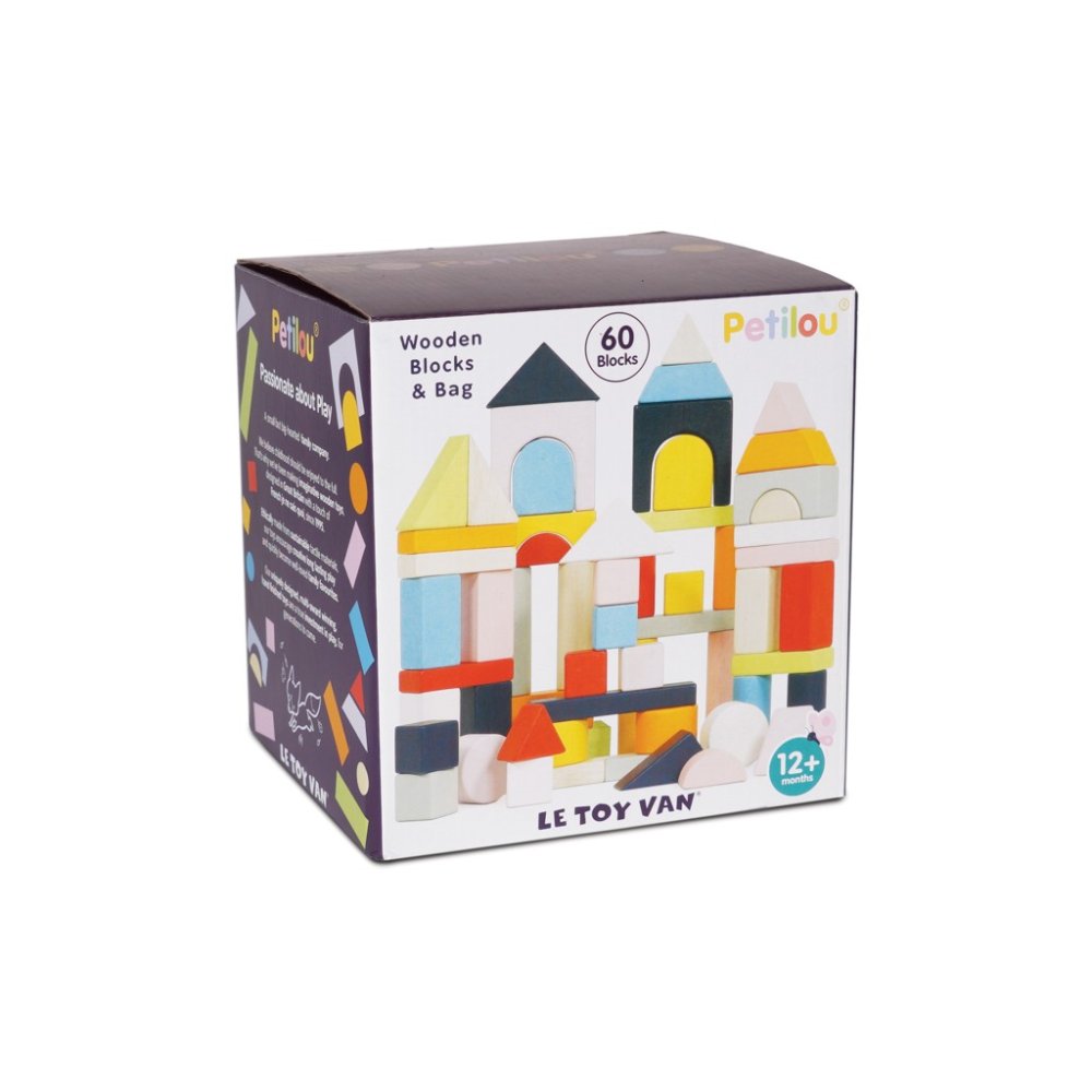 Le Toy Van Petilou Bunte Bauklötze im Baumwollbeutel 60 Stk. – Bild 7