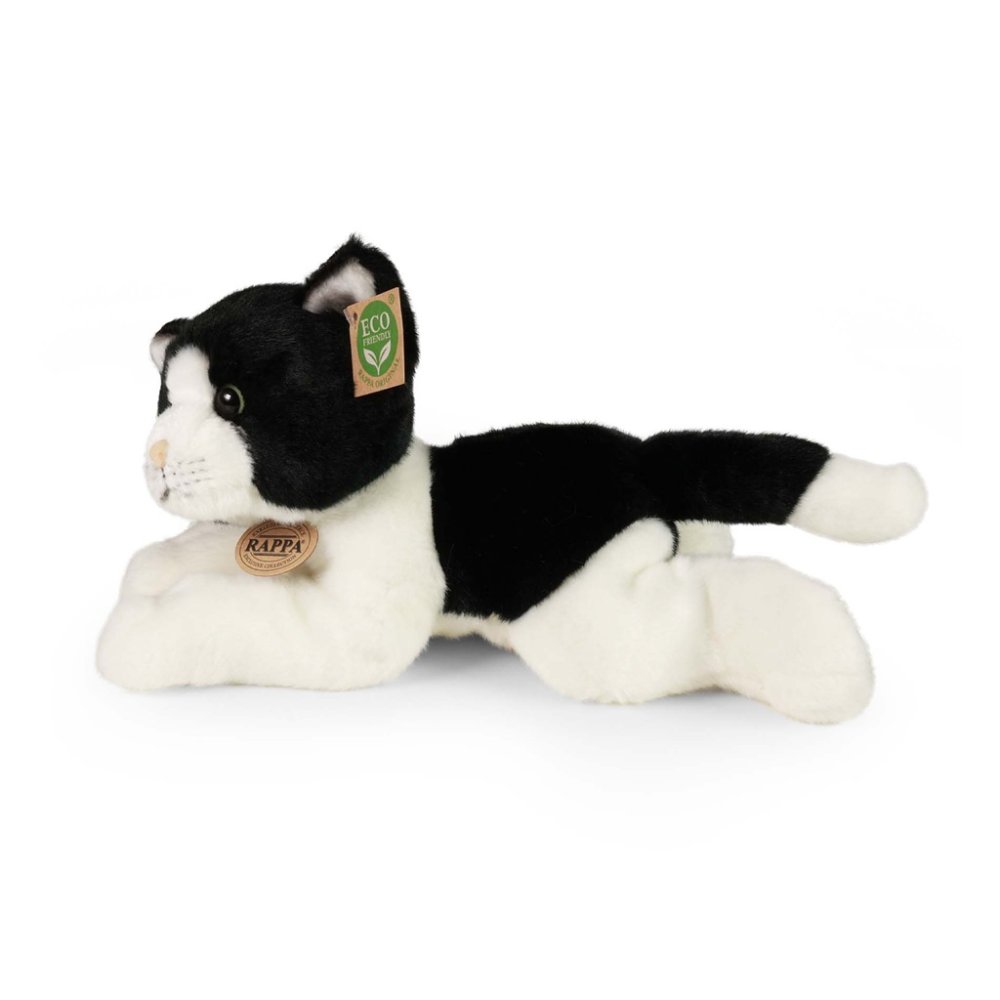 Rappa Gatto di peluche bianco e nero sdraiato 30 cm ECO-FRIENDLY - immagine 3