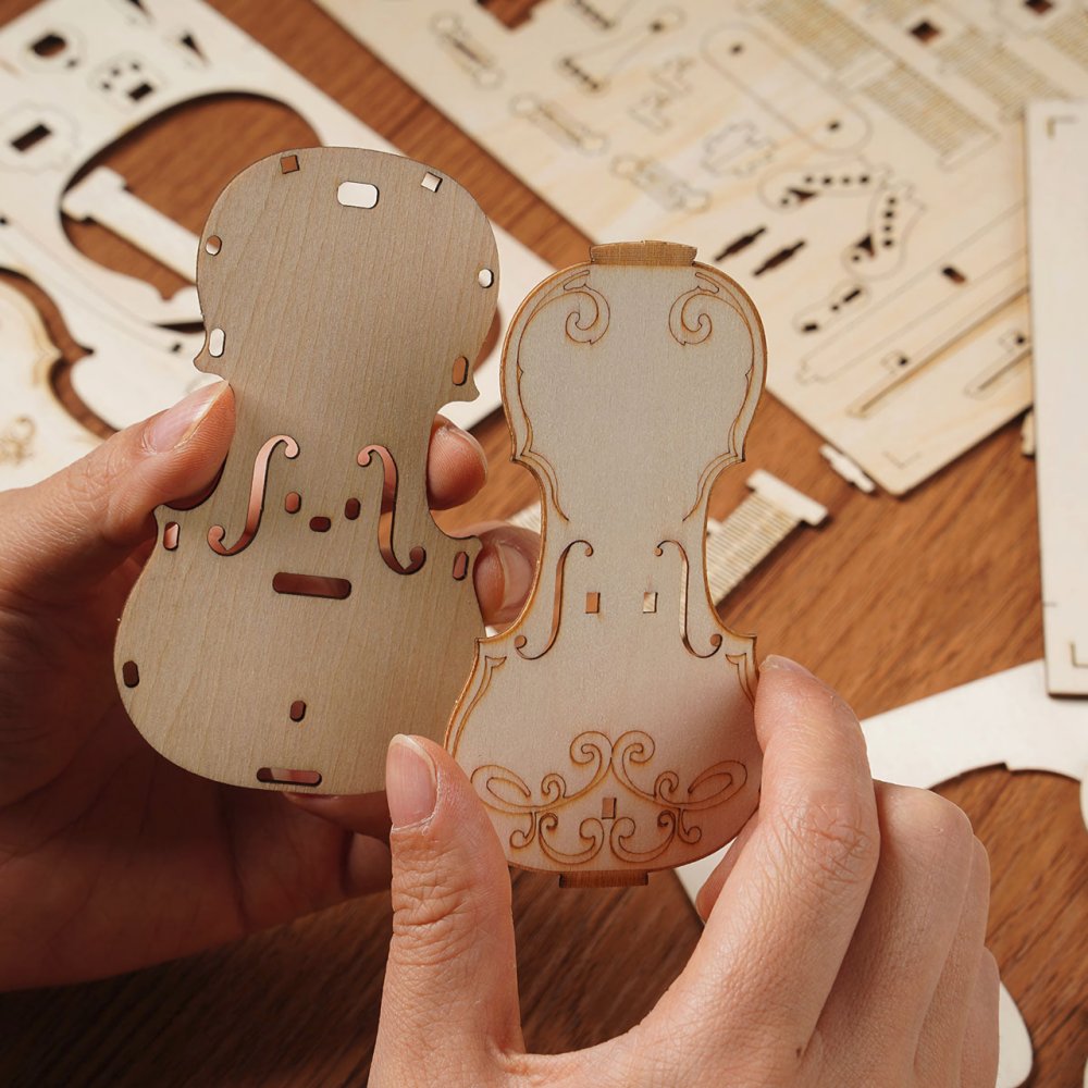 Puzzle 3D en bois Violoncelle RoboTime – Image 4
