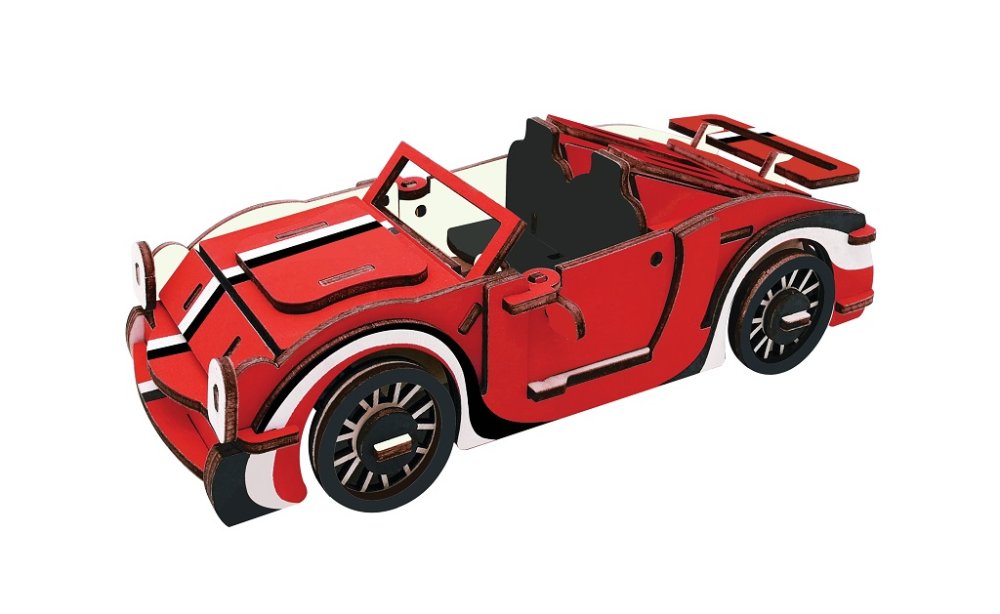 Woodcraft Puzzle 3D in legno Cabriolet Rosso