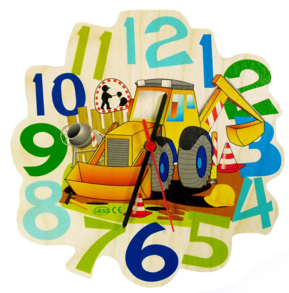 Hess Dziecięcy drewniany zegar koparka