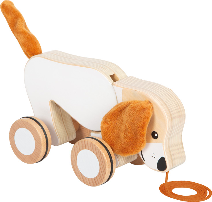 small foot Jouet à tirer en bois Chien avec des oreilles bruissantes