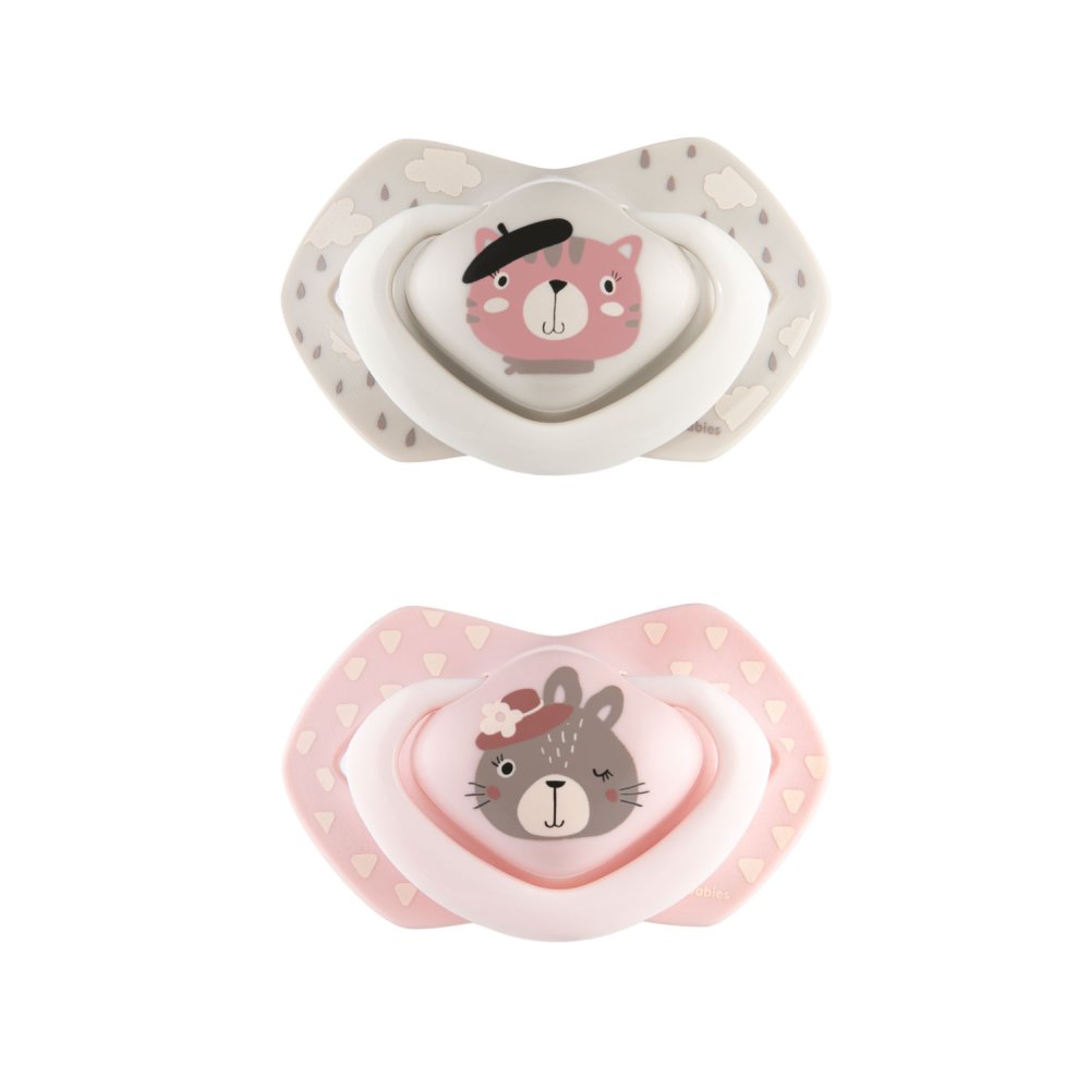 CANPOL BABIES Set de chupetes de silicona simétricos 18m+ Bonjour Paris rosa