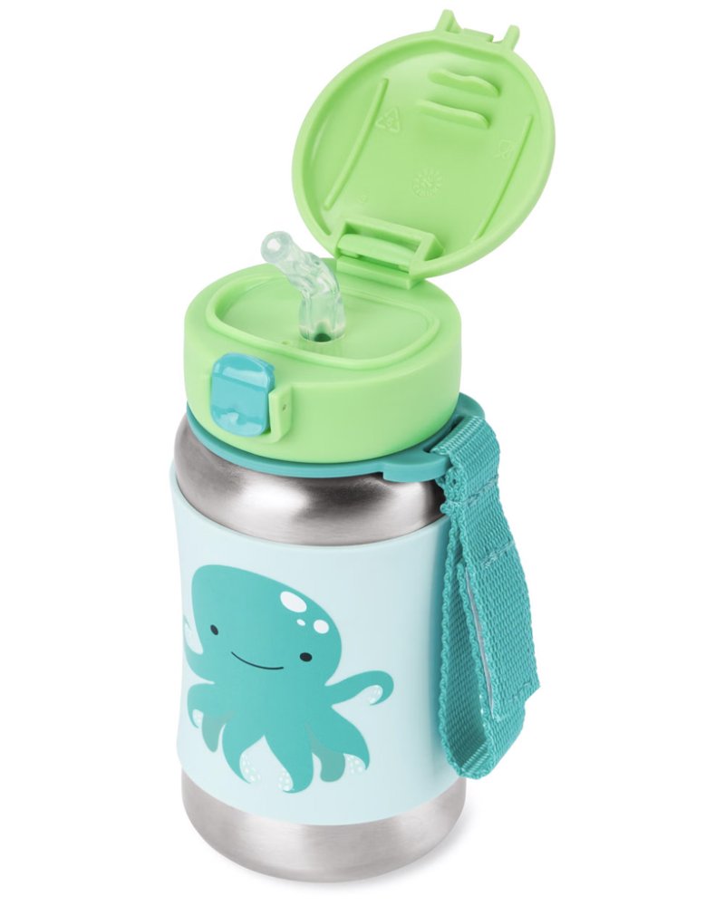 SKIP HOP Spark Style Trinkflasche mit Strohhalm Edelstahl Oktopus 12m+ – Bild 3