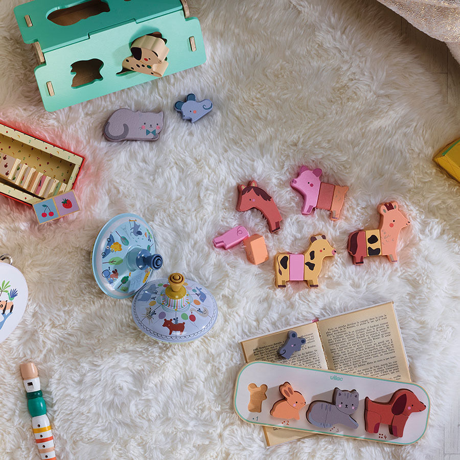 Vilac Puzzle magnétique en bois Animaux rigolos de la ferme – Image 6