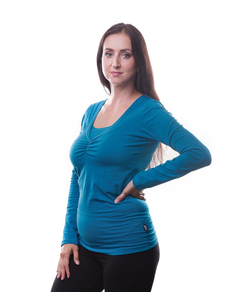 Chemise d'allaitement Klaudia, manches longues, pétrole ( turquoise foncé ) L/XL