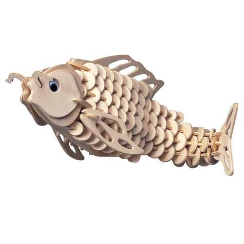 Woodcraft Dřevěné 3D puzzle Kapr přírodní