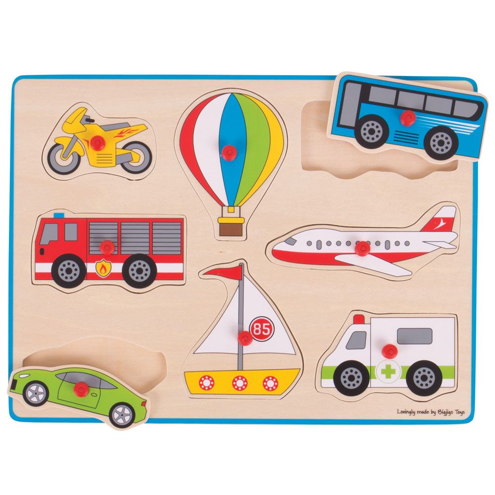Bigjigs Toys Vkládací puzzle dopravní prostředky s úchytem (obrázek 2)