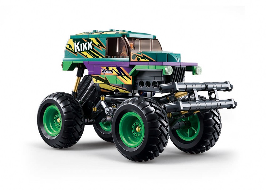 Sluban Power Bricks M38-B1161 Natahovací auto Bigfoot Green-Purple Speed ​​​​Kixx (obrázek 5)