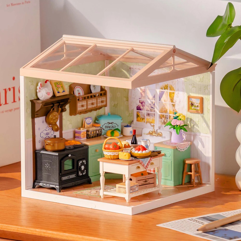 RoboTime 3D dřevěná skládačka Miniatura domečku Farmářská kuchyně (obrázek 4)