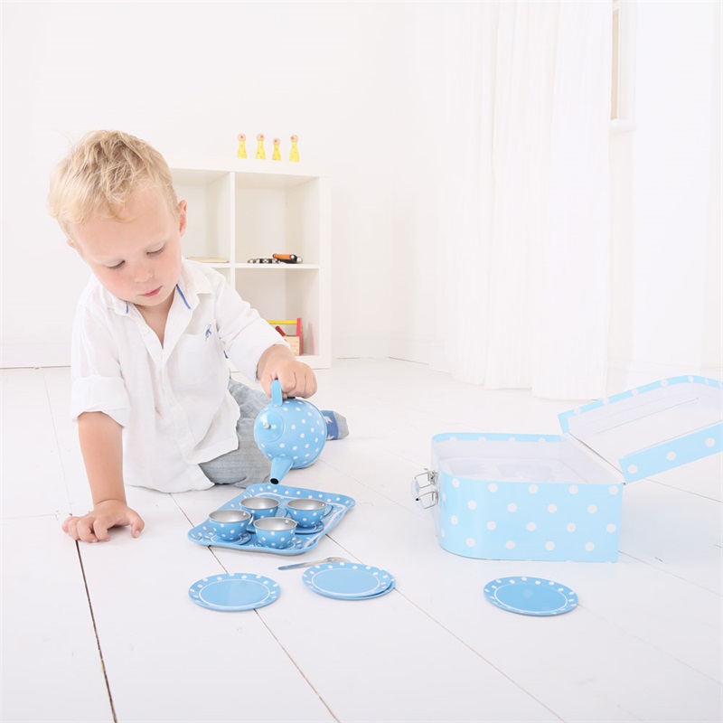 Bigjigs Toys Modrý puntíkovaný čajový set (obrázek 6)