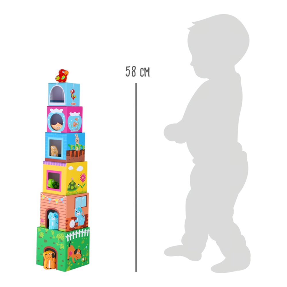 small foot Věž z kostek s dřevěnými zvířátky (obrázek 7)