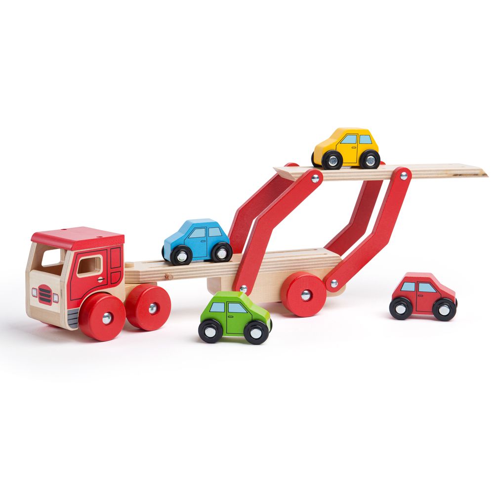 Bigjigs Toys Dřevěný kamion s auty (obrázek 7)