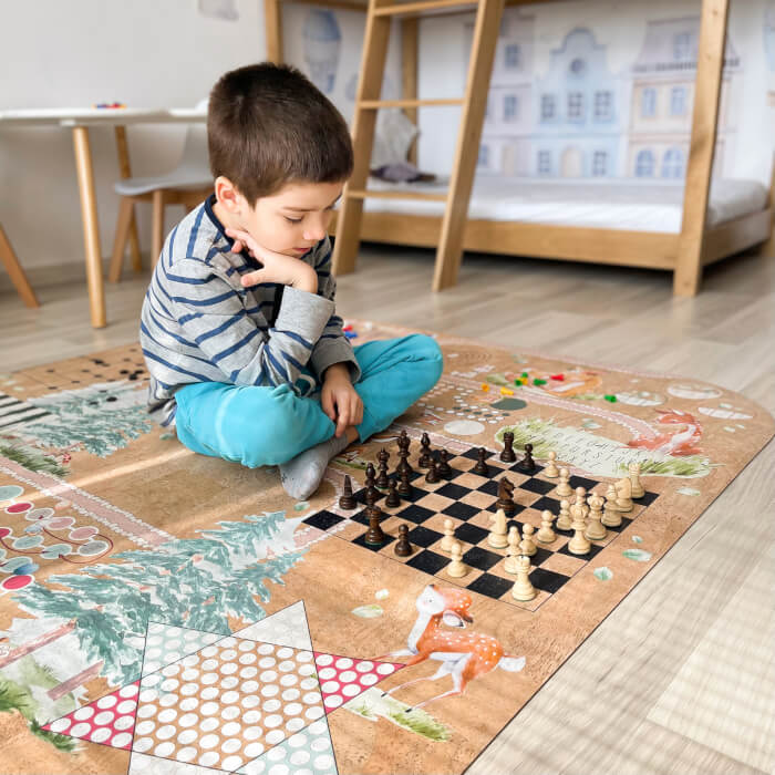 Tapis Pour Enfants En Liège - Animaux De La Forêt Et Jeux De Société Pour Enfants