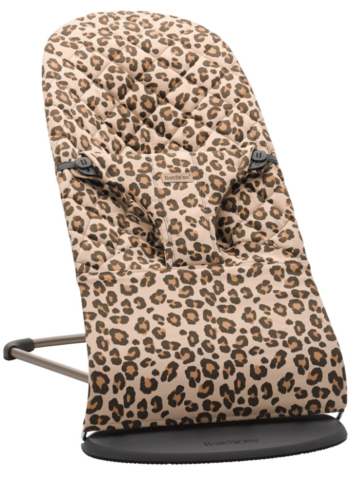 BABYBJÖRN Solstol Bliss Beige Leopardmönstrad Bomull, Mörkgrå Konstruktion