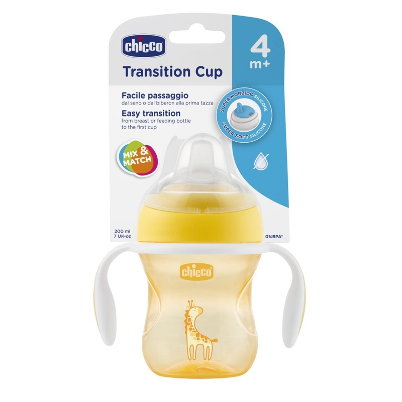 CHICCO Learning Mug Transition With Handles 200 Ml Yellow 4m+