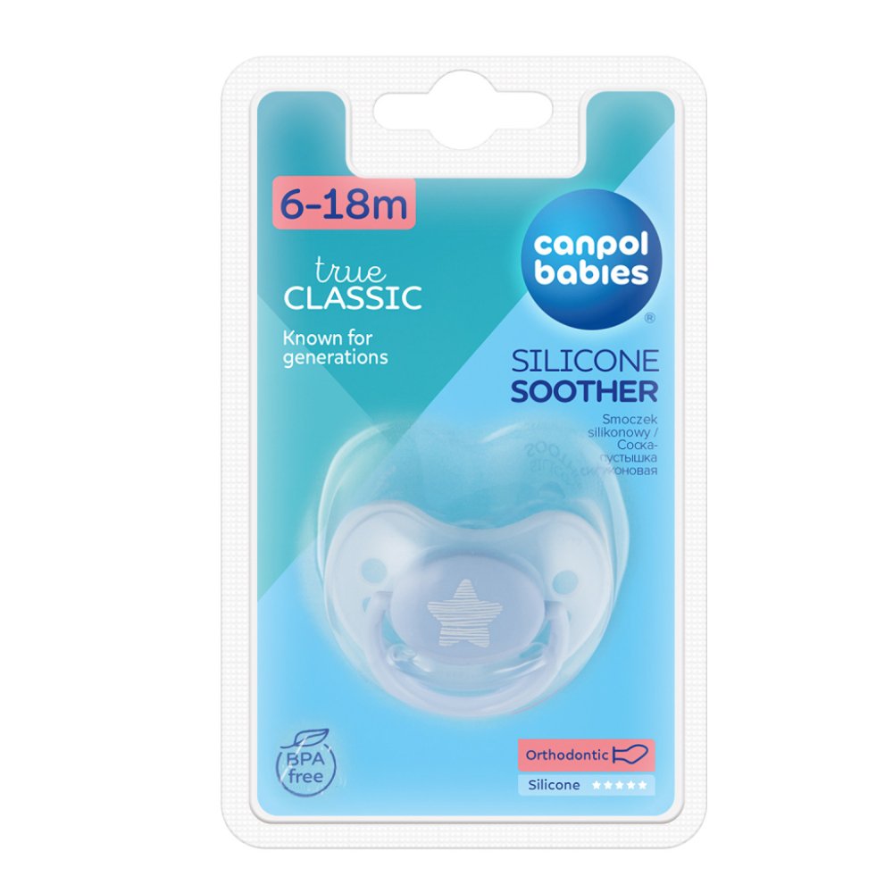 CANPOL BABIES Anatomical Silicone Pacifier 6-18m Pastels - Star