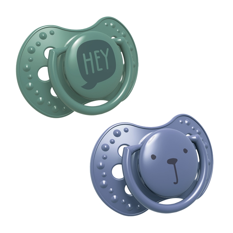 LOVI Ciuccio in silicone dinamico Hey 3-6 m 2 pezzi blu/verde - immagine 4