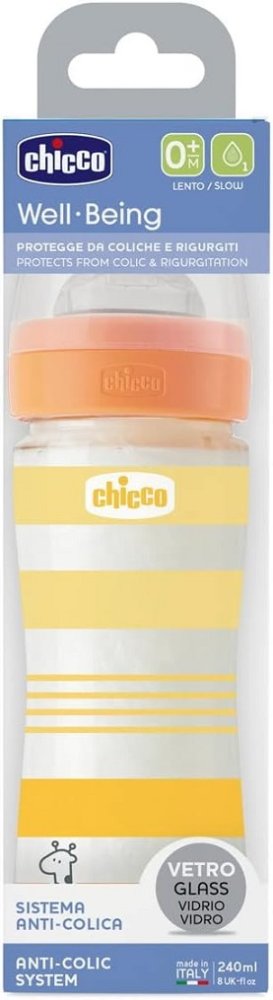 CHICCO Fles Babyglas Welzijn Siliconen 240 Ml Uni