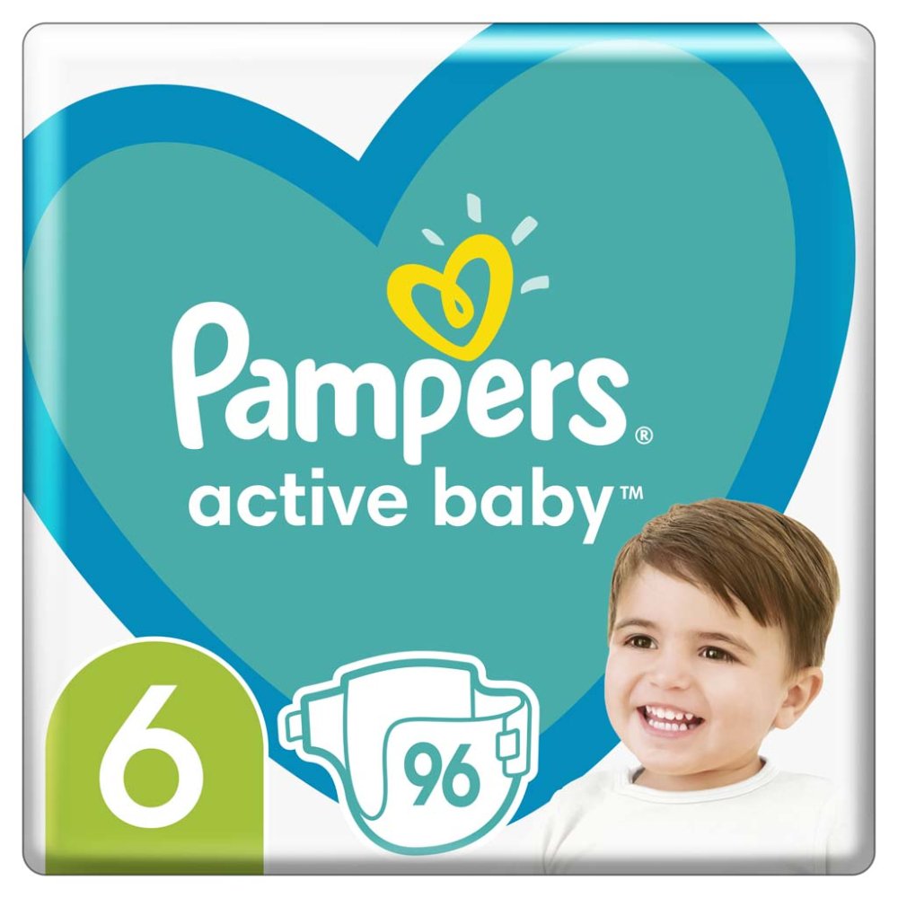 PAMPERS Active Baby Disposable Diapers 6 (13-18 Kg) 96 Pcs - MEGA PACK