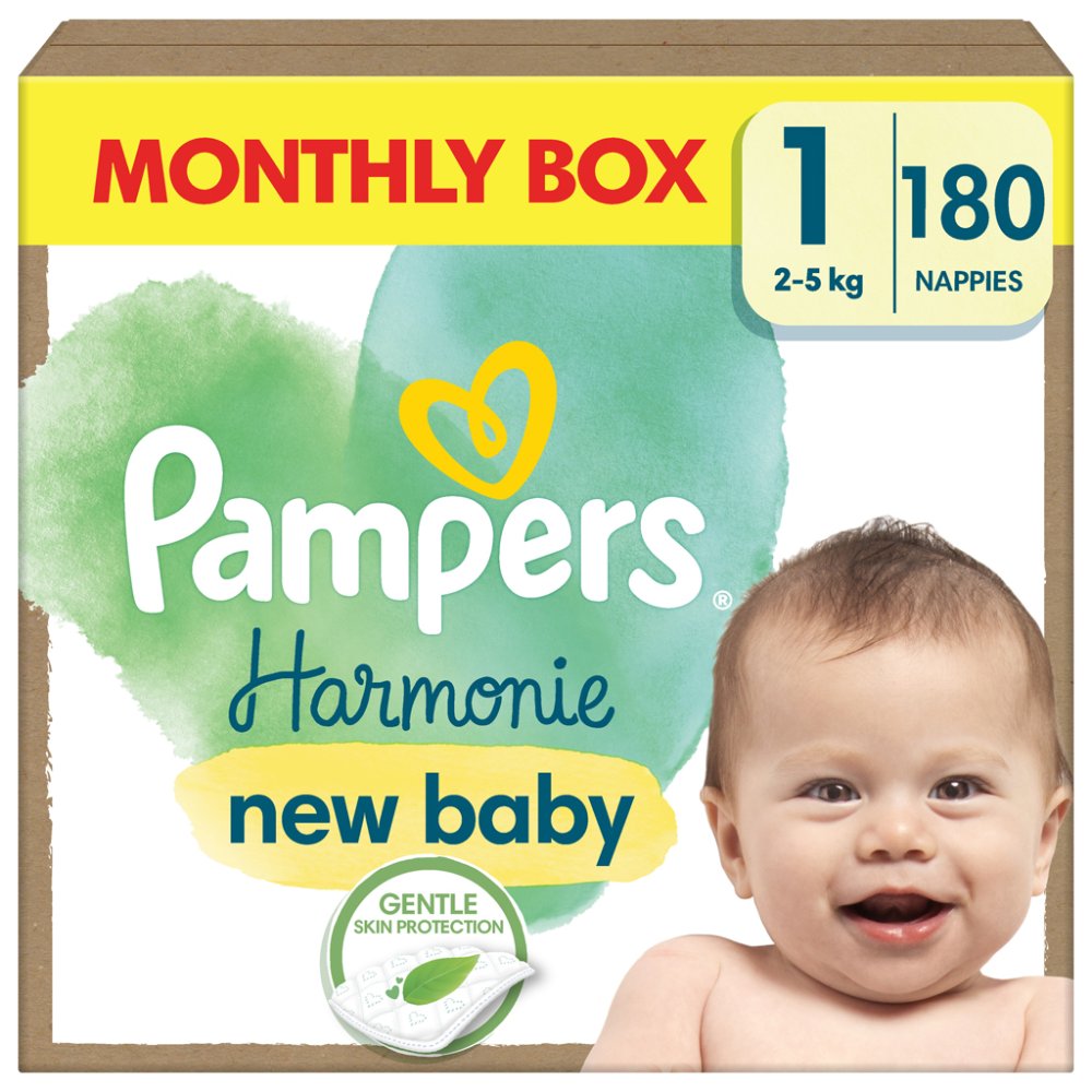 PAMPERS Pleny Jednorázové Harmonie Baby Vel. 1, 180 Ks, 2kg-5kg