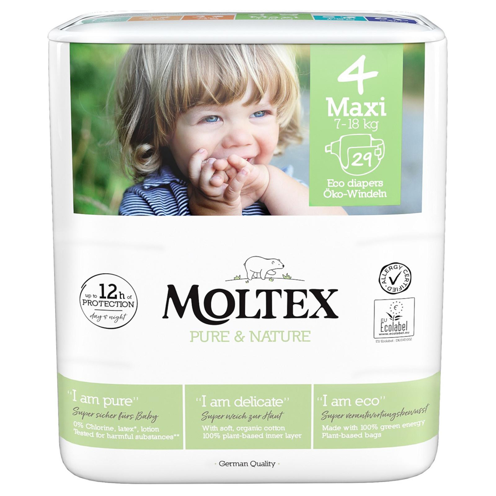 2x MOLTEX Pure&Nature Wegwerfwindeln 4 Maxi (7-18 Kg) 29 Stk