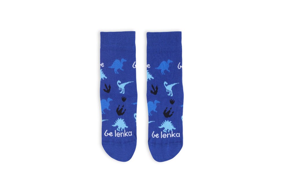 Detské Barefootové Ponožky Be Lenka Kids - Crew - Dino - Royal Blue 23-26 Blue