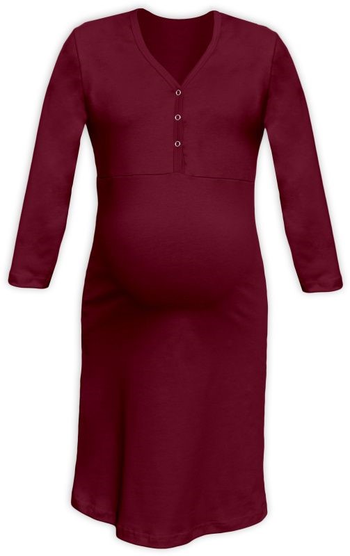 Chemise de nuit d'allaitement, manches 3/4, bordeaux L/XL