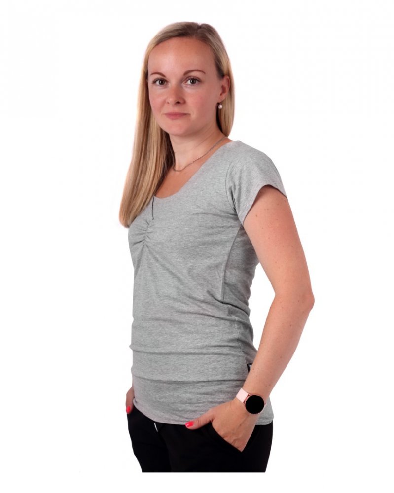 T-shirt d'allaitement LEA, manches courtes, gris M/L – Image 3