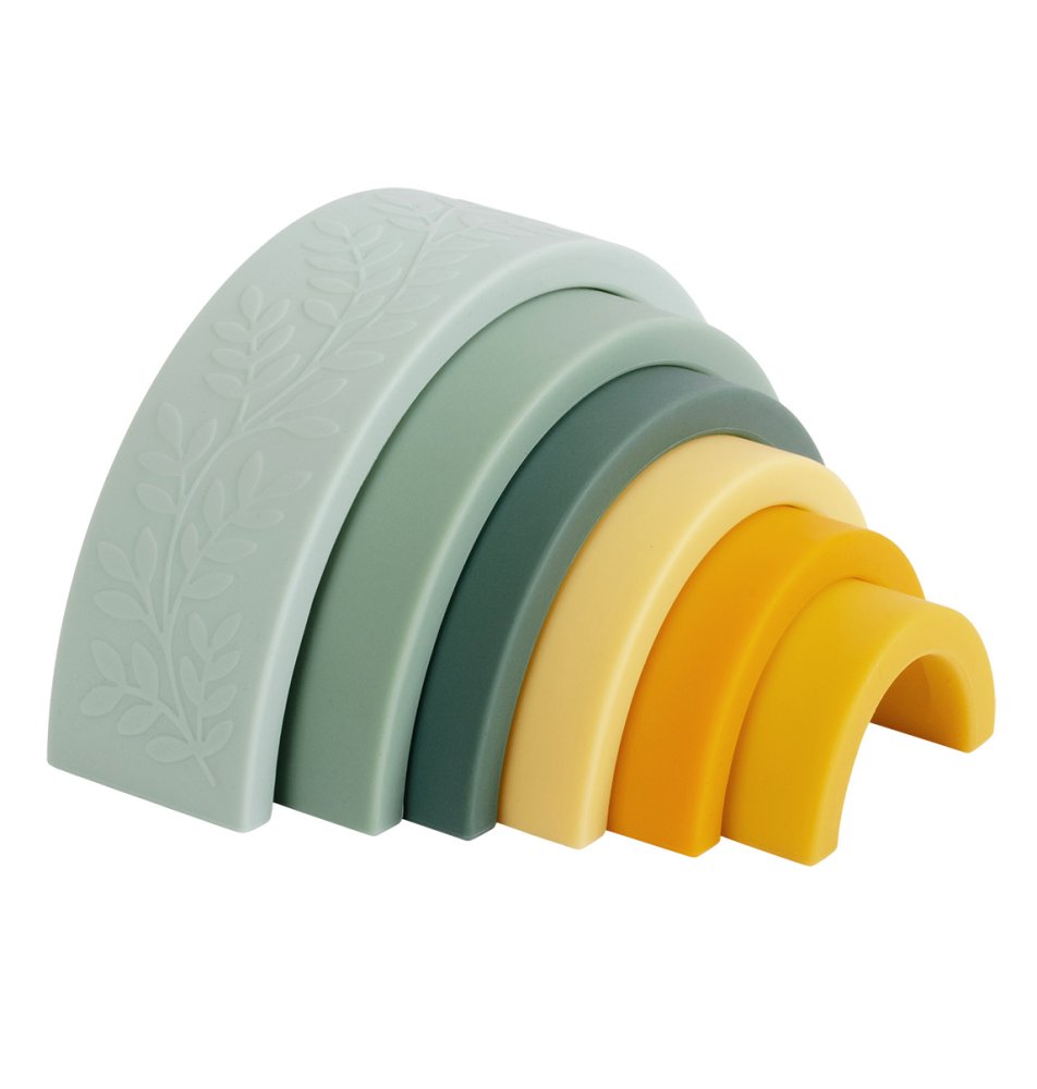 A Little Lovely Company - arcobaleno impilabile Montessori - verde e giallo - immagine 3