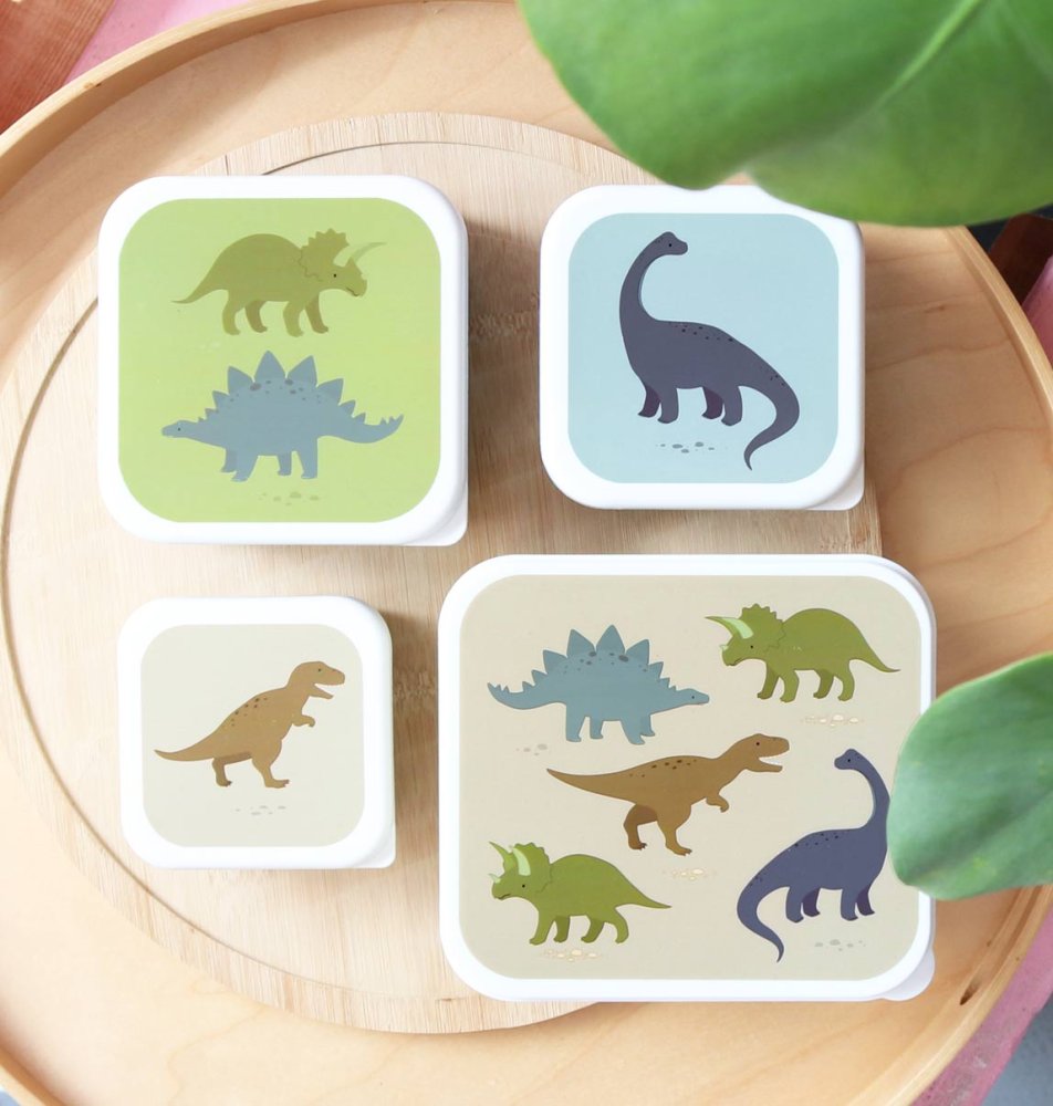 A Little Lovely Company - Set di quattro contenitori per snack - dinosauri - immagine 4