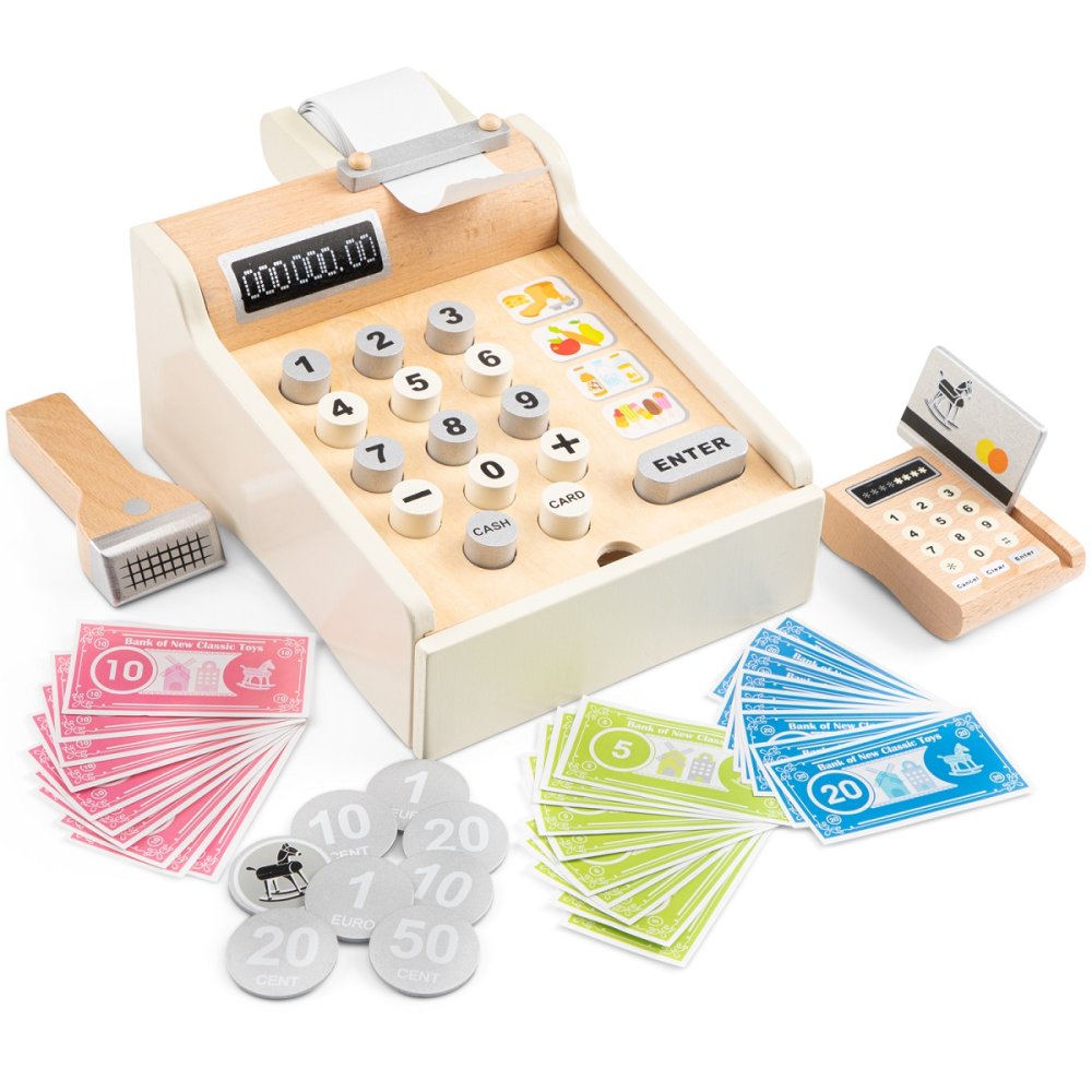 Cassa di legno per bambini con accessori