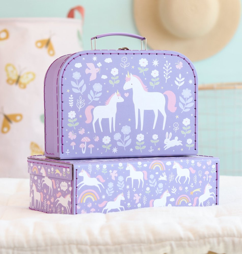 A Little Lovely Company - Ensemble de deux valises en carton - licornes et arc-en-ciel – Image 6